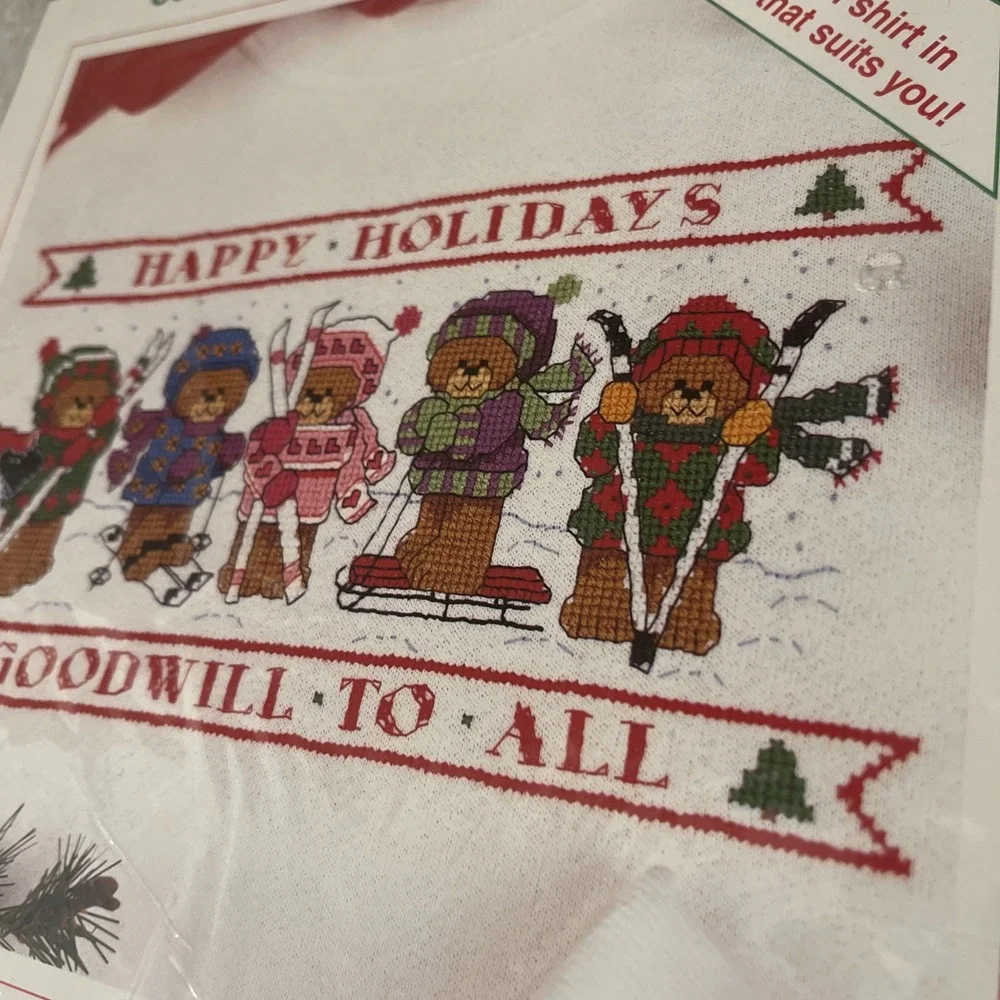 NEW Sunset Counted Cross Stitch Kit 18350 Holiday Snow Bears Complete Christmas